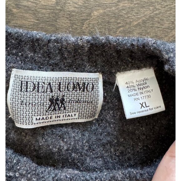 VTG Idea Uomo Made in Italy wool blend textured sweater grey cosby sz XL - Picture 2 of 5